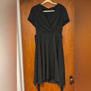 Lotus Threads Black Polka Dot Fit & Flare Midi Dress